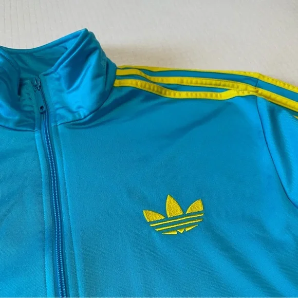 Adidas turquoise and yellow track jacket - Picture 5 of 16